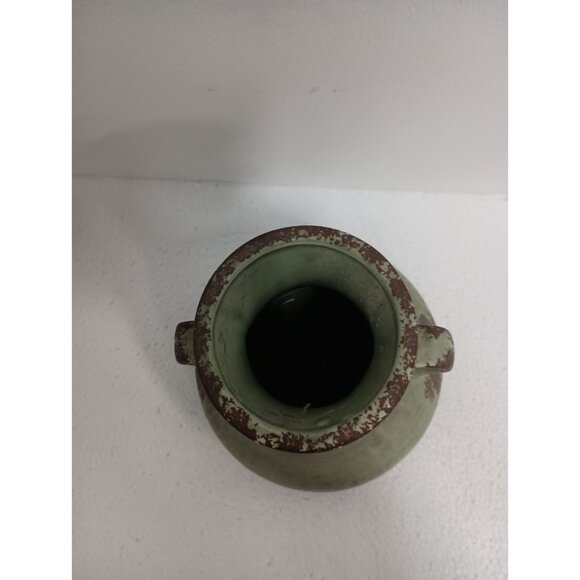 Vintage Italian Pottery Clay Double Handled Mint Green Vase Rustic Mid Century - Picture 3 of 10